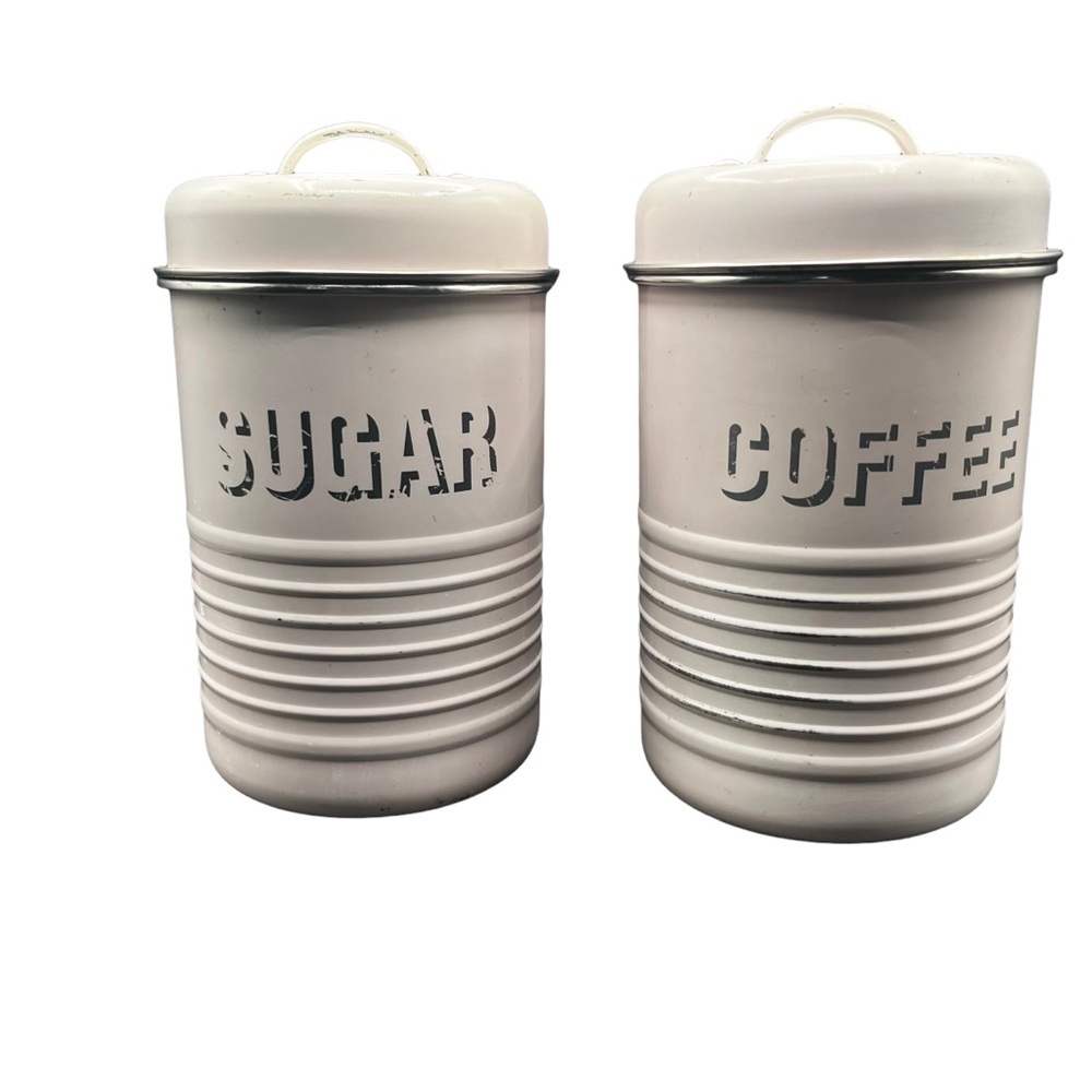 VINTAGE KITCHEN butter mold coffee sugar jars pink - Picture 3 of 9